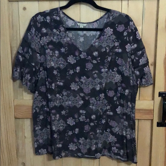 Cato Tops - 2/$20 Black and Purple Top
